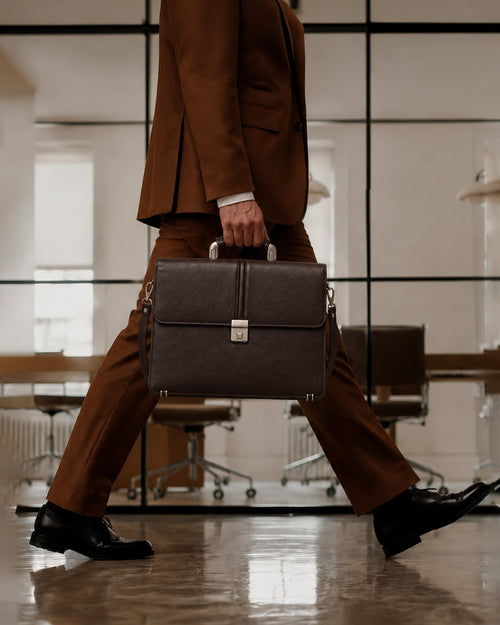 Dark Brown Leather Executive Briefcase